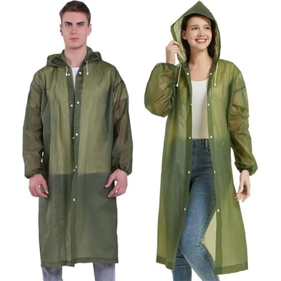 2 Pack Waterproof Rain Ponchos for Adults-Reusable Emergency Raincoats with Hood - Picture 7 of 7